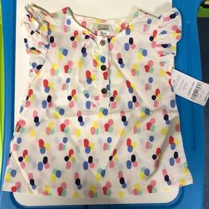 9 month girls button up polka dot shirt.